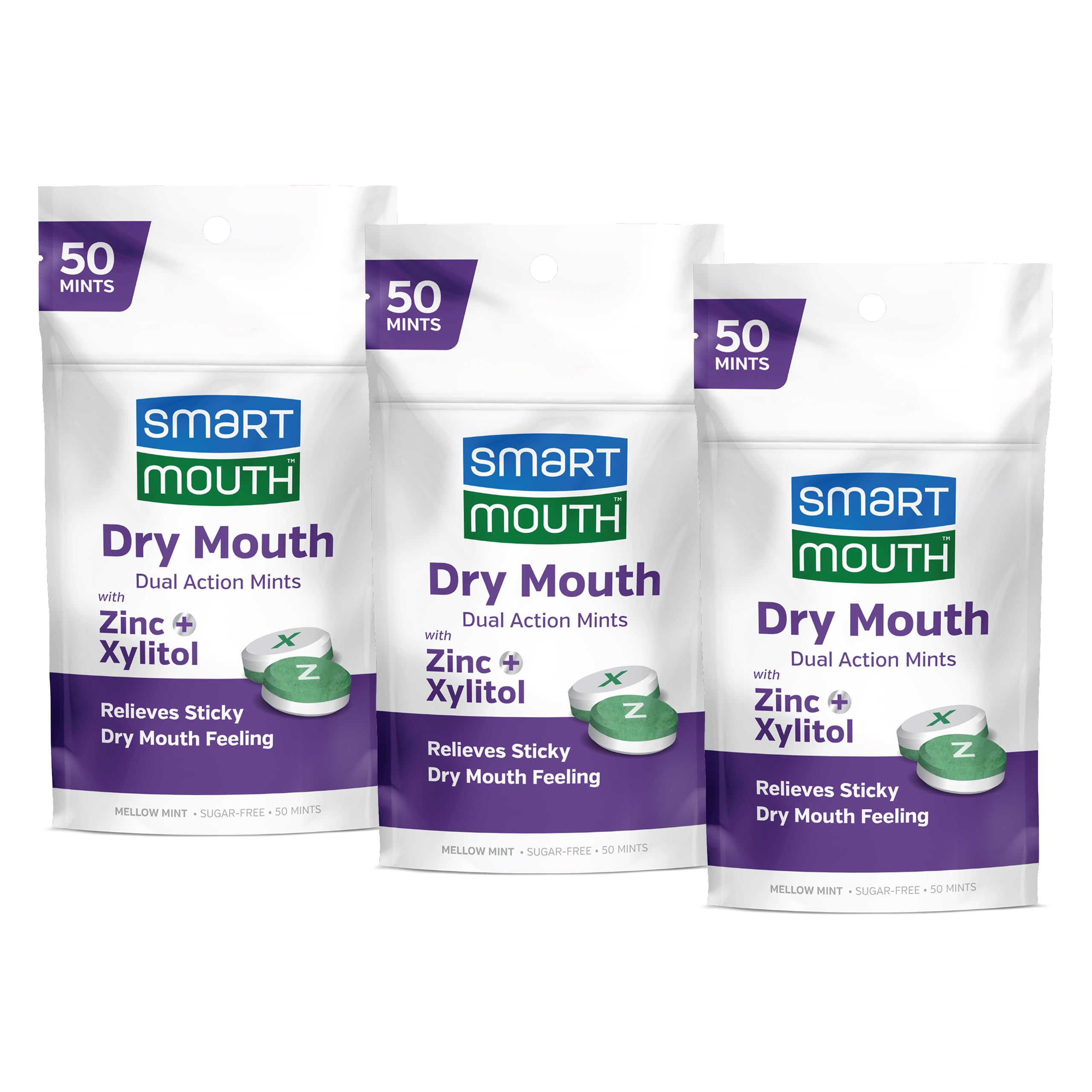 SmartMouth pack triple de pastilles menthe douce pour haleine durable.