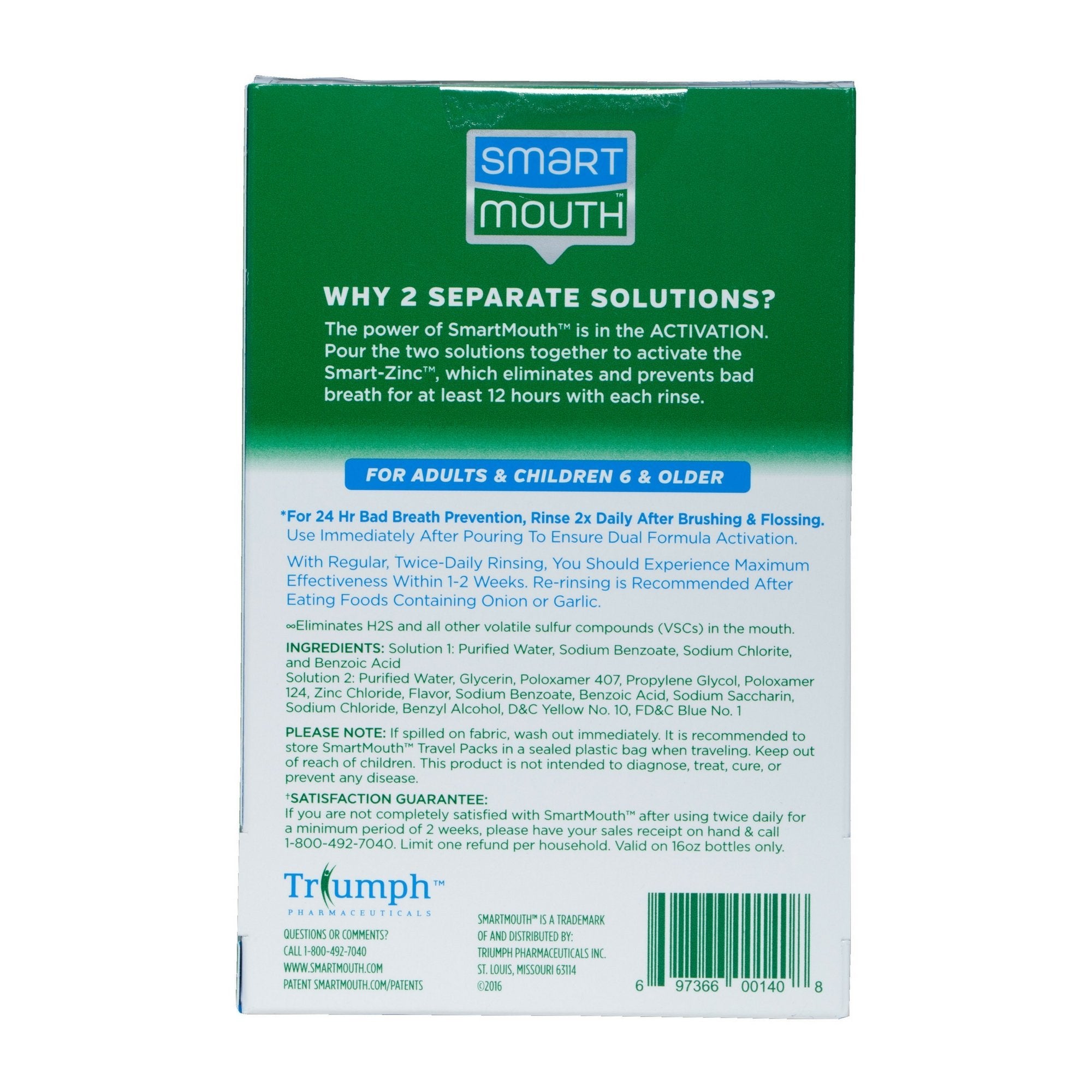SmartMouth paquets sachets bain de bouche menthe utile en déplacement