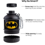 Smartshake Batman entonnoir 2-en-1 facilite remplissage et melange des poudres.