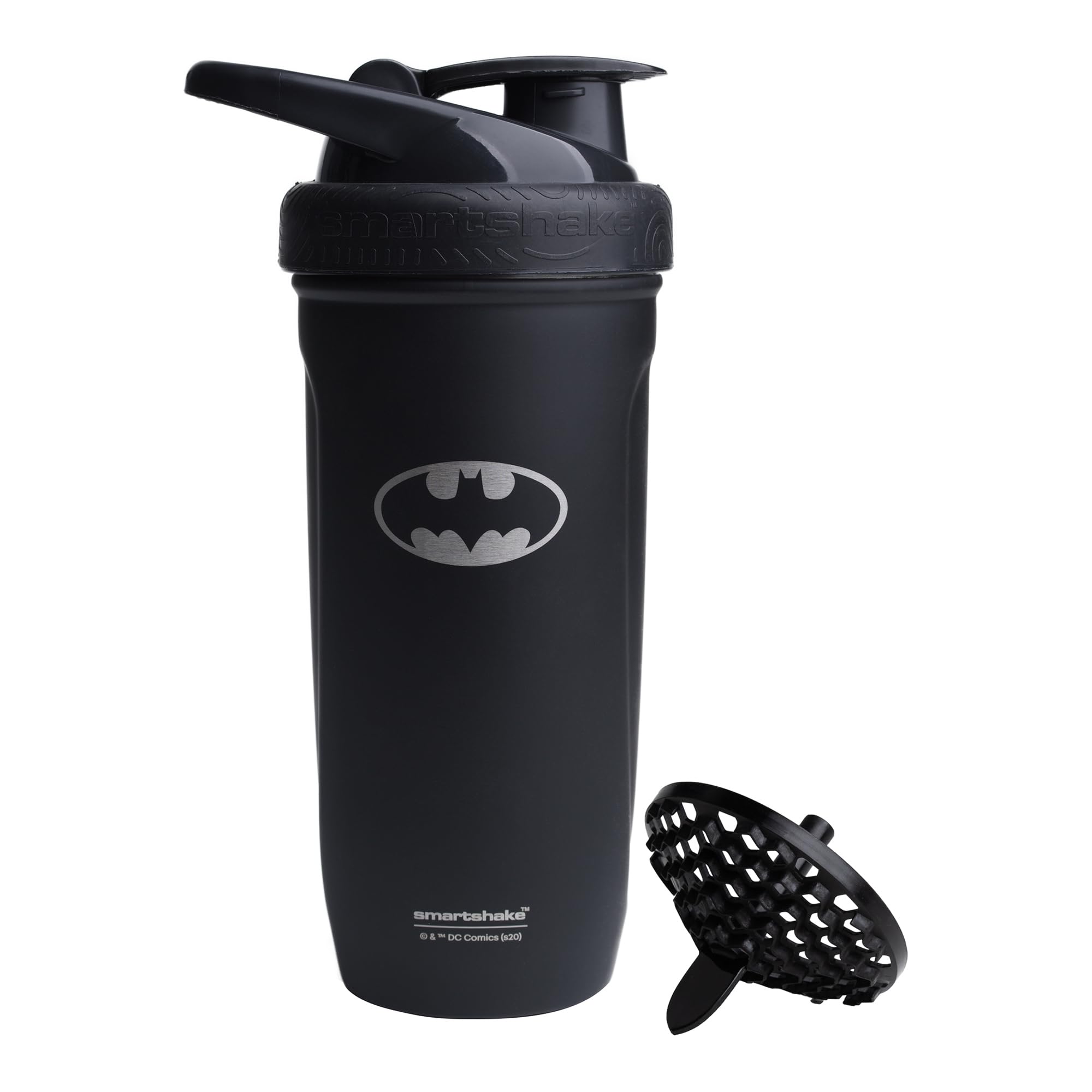 Smartshake Bouteille Inox 900 ml avec logo Batman, idéale pour l'entraînement et l'hydratation.