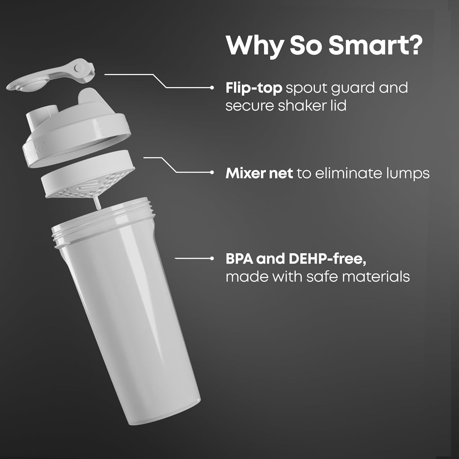 Filtre mélangeur net SmartShake Lite Superman pour éviter les grumeaux