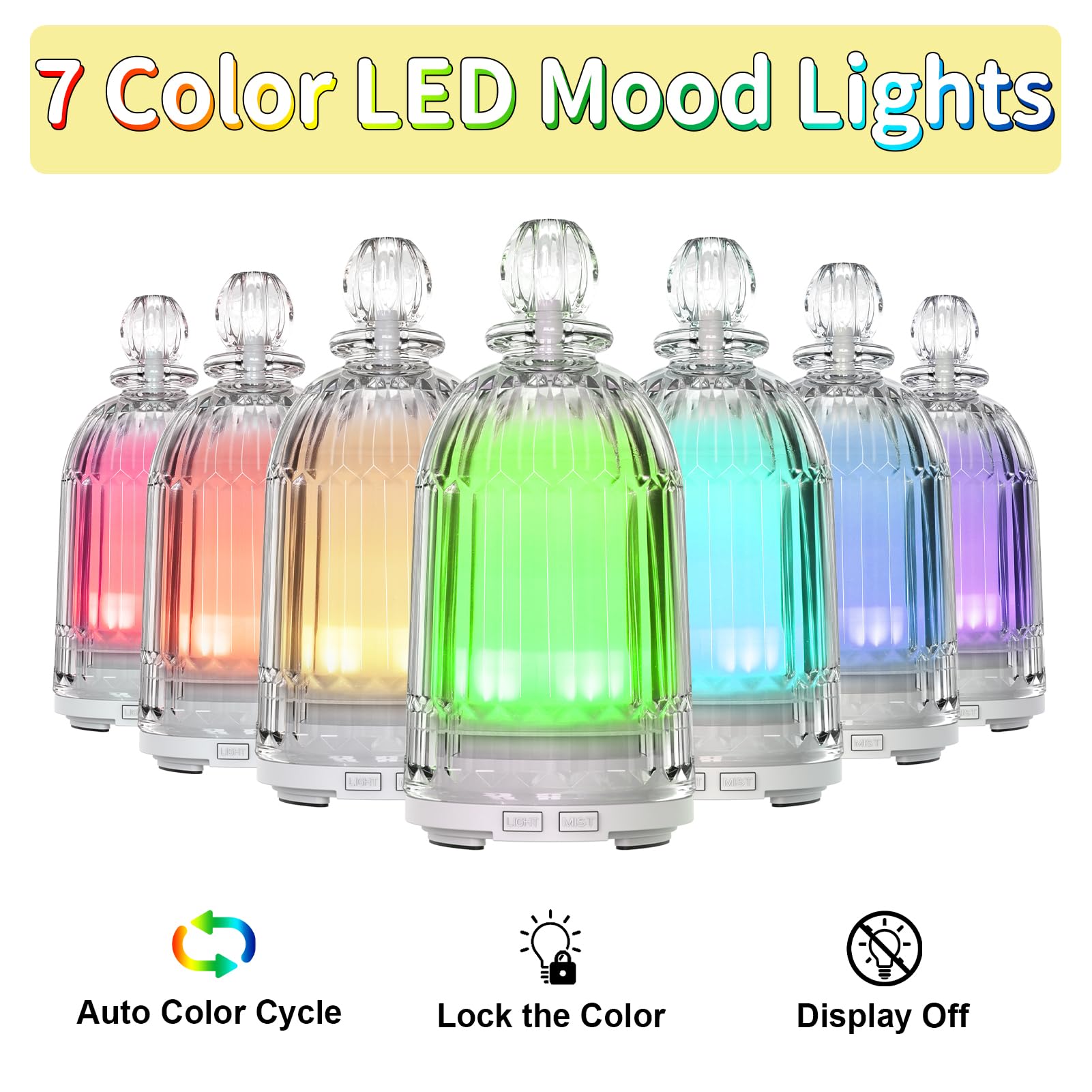 Smartwell diffuseur en verre avec ambiance lumineuse à 7 couleurs