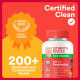Gomme SmartyPants Organics enfant vitamines A et K pour la vision et la peau.