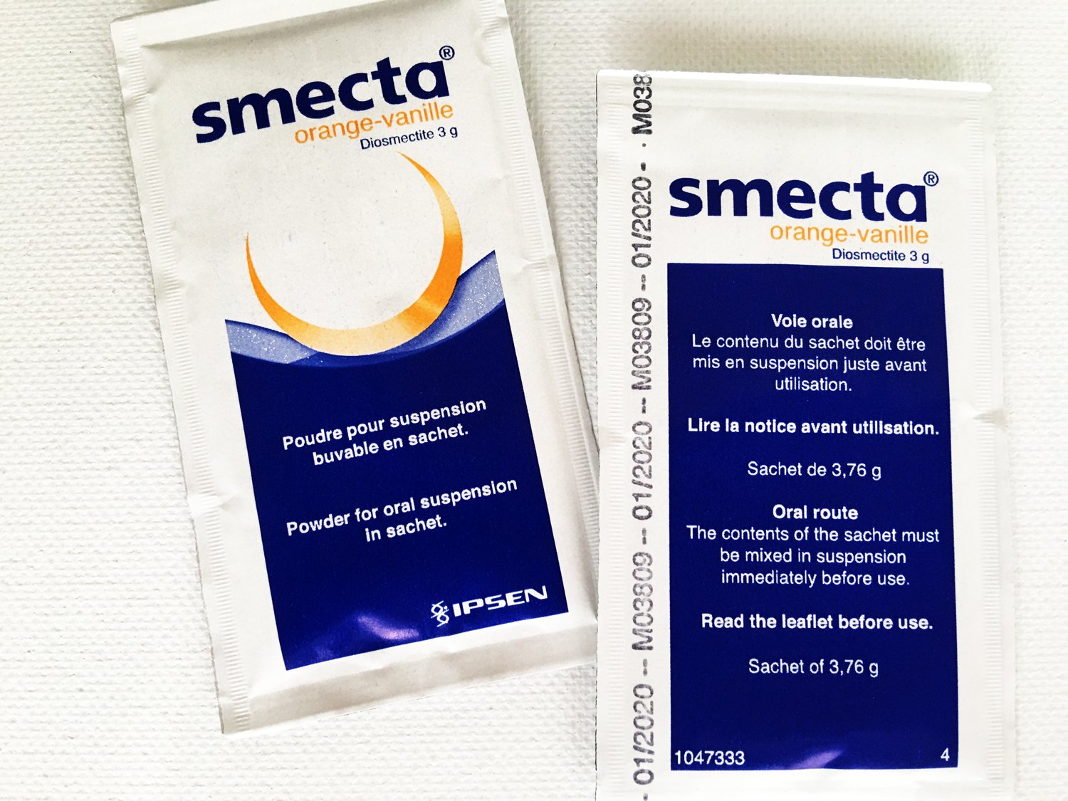 Smecta IPSEN Original, boîte de 60 sachets facile à transporter et utiliser.