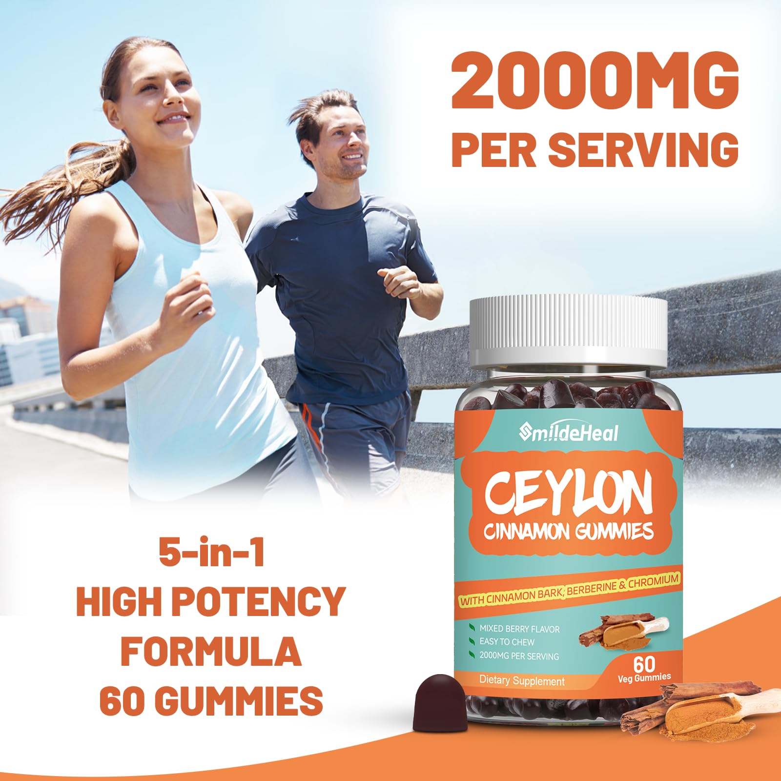 SmildeHeal Gommes Cannelle Ceylon – texture fruitée et gourmande, prête à consommer.