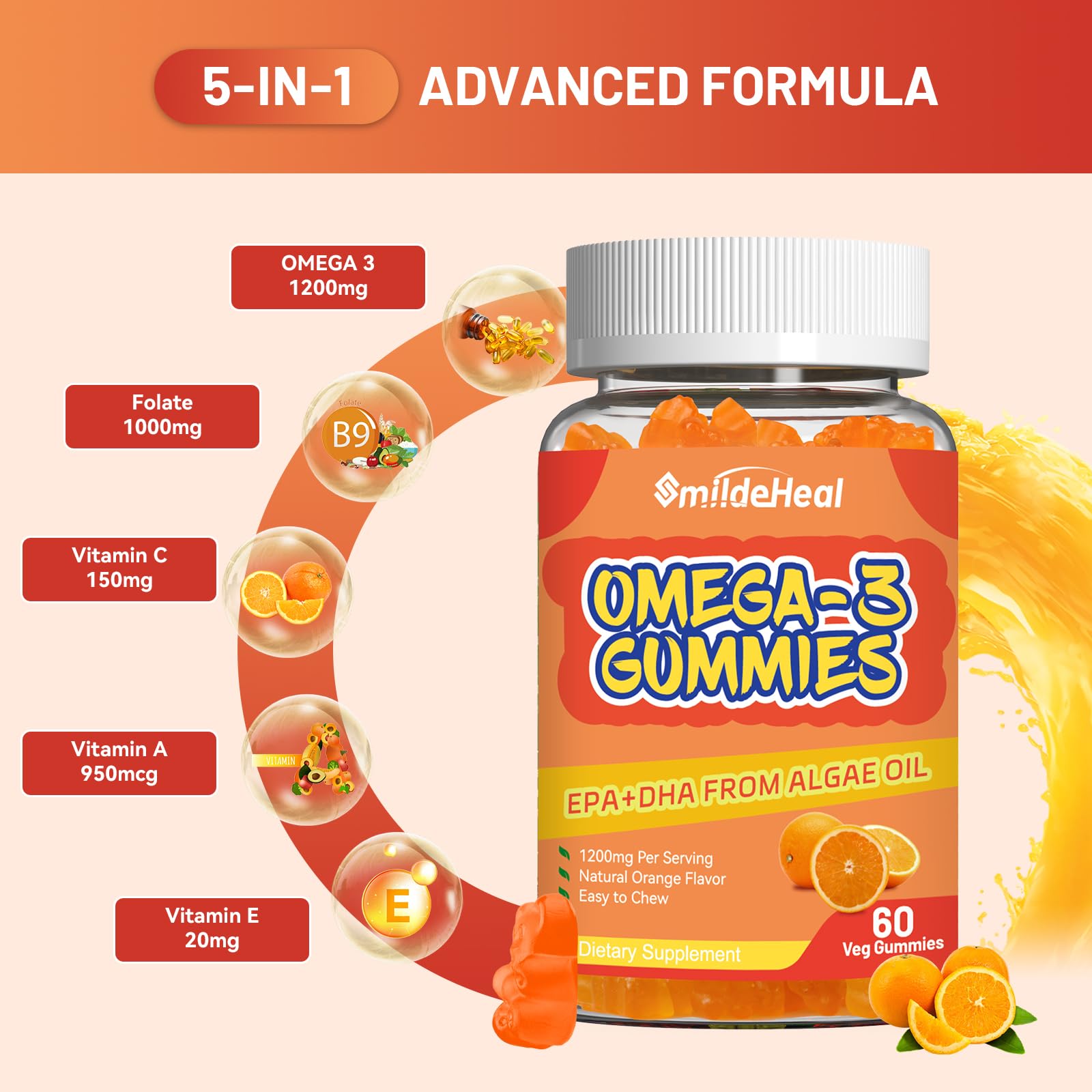 Gommes SmildeHeal Omega3 ingrédients – sans allergènes courants.