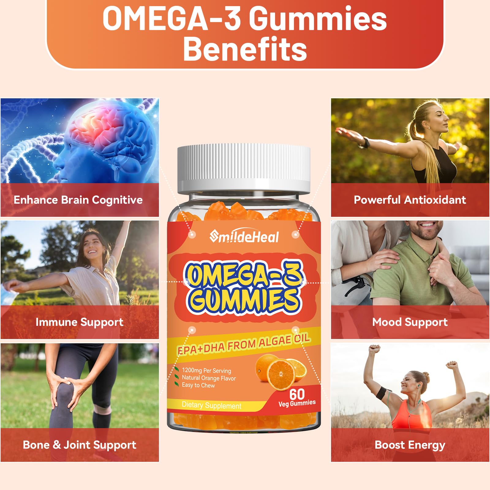Gommes SmildeHeal Omega3 – soutien mobilité et confort des articulations.