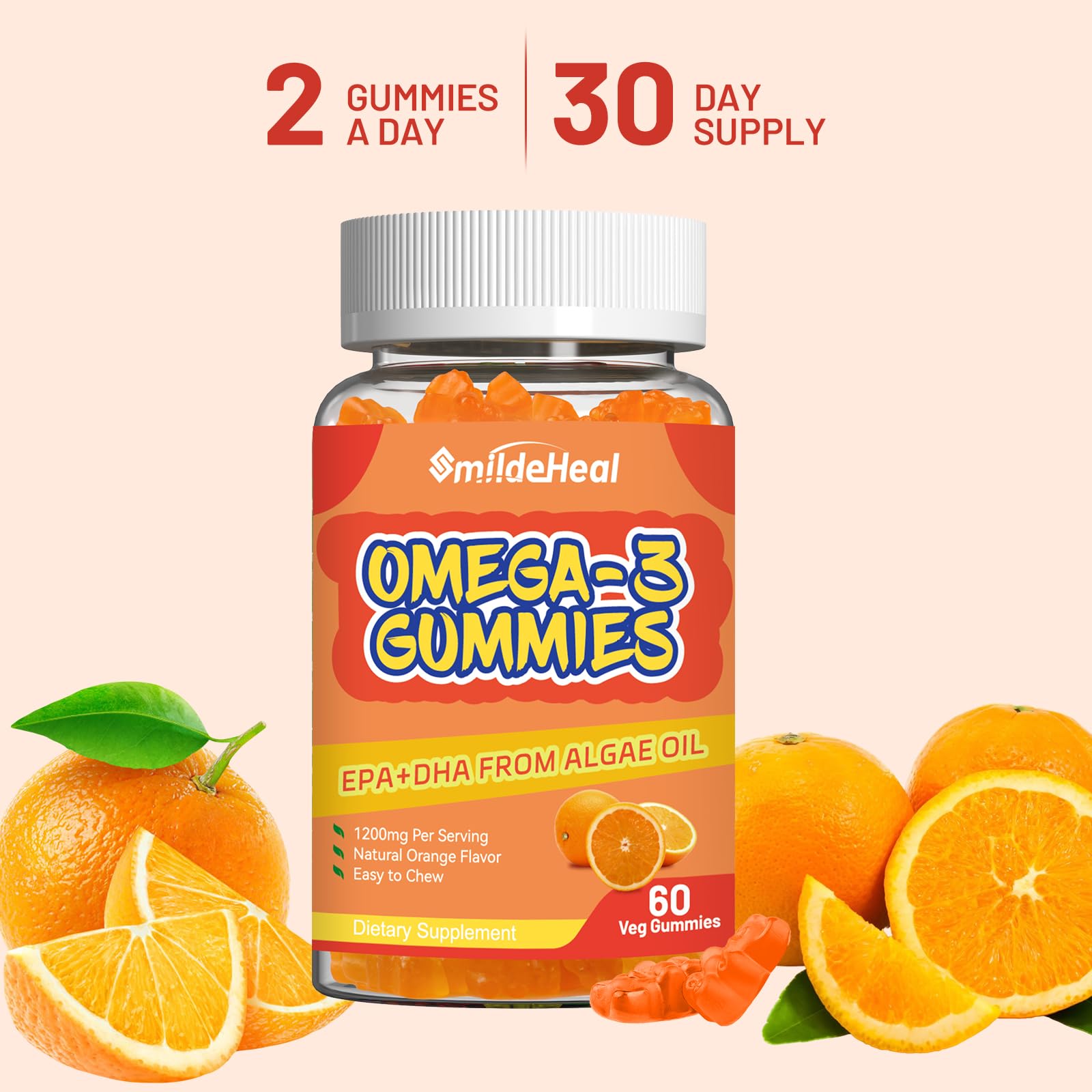 Gommes SmildeHeal Omega3 texture douce – prise agréable au quotidien.