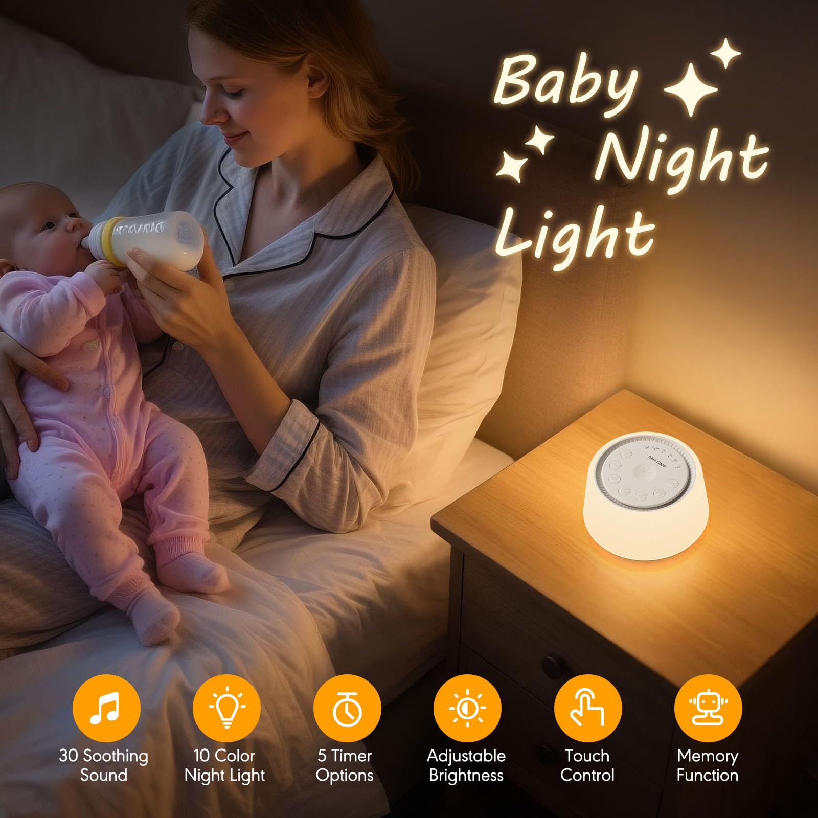 SMILEBOP ambiance nocturne à 10 couleurs pour lumière apaisante en routine.