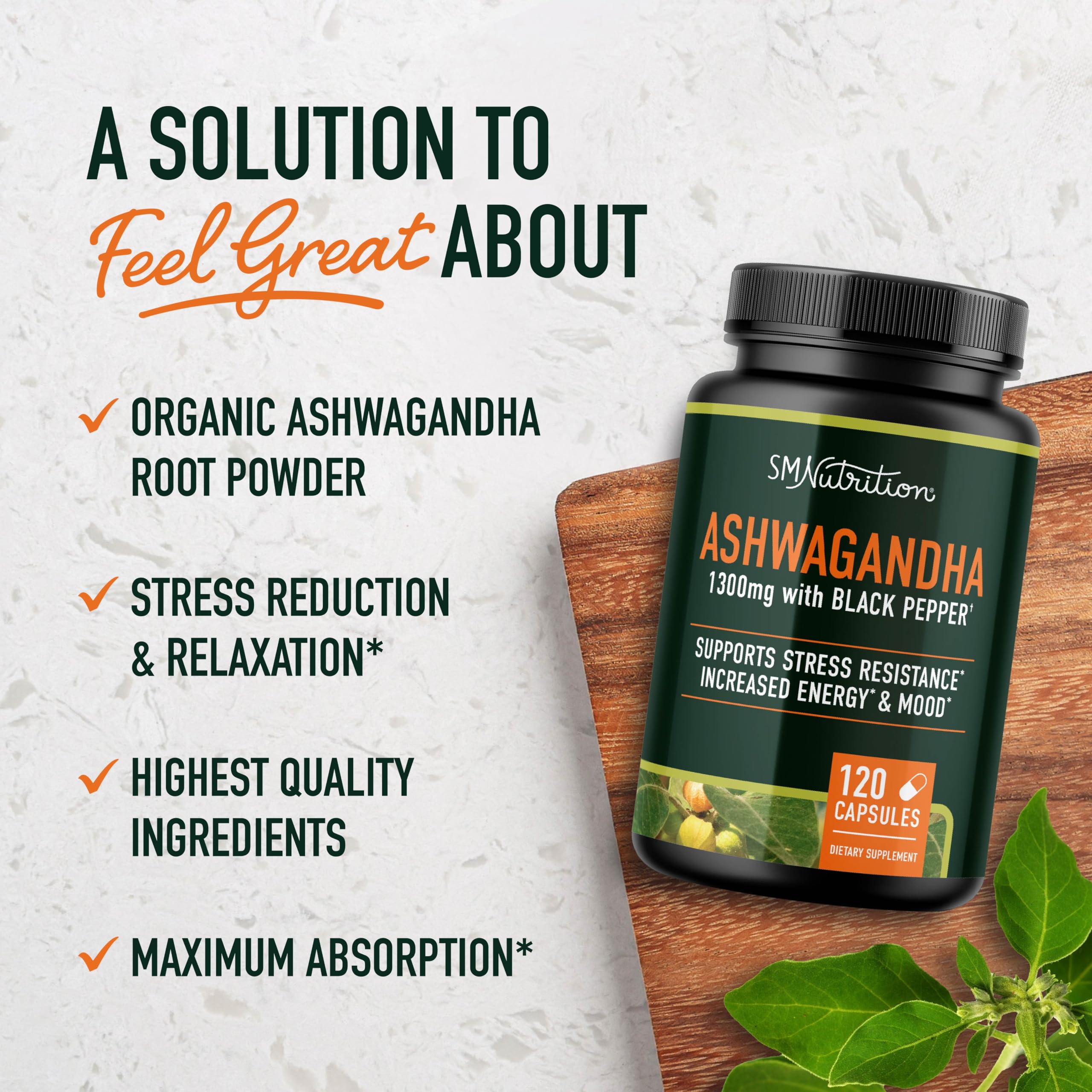 SMNutrition Ashwagandha – gélules prêtes à être intégrées dans votre routine quotidienne