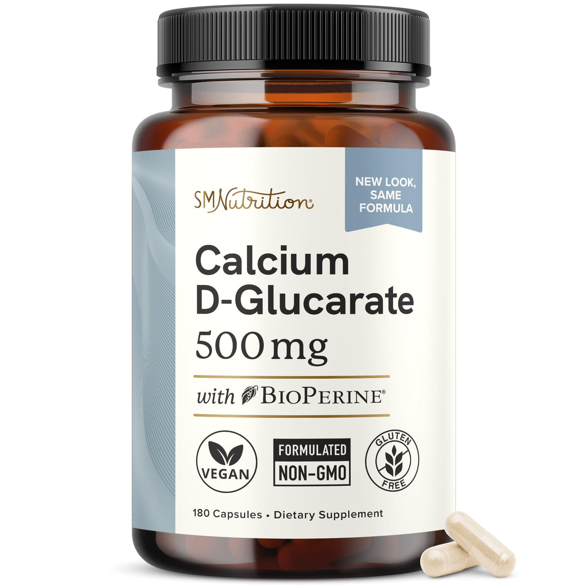 SMNutrition Calcium D-Glucarate : bouteille de capsules facile à intégrer dans la routine quotidienne.