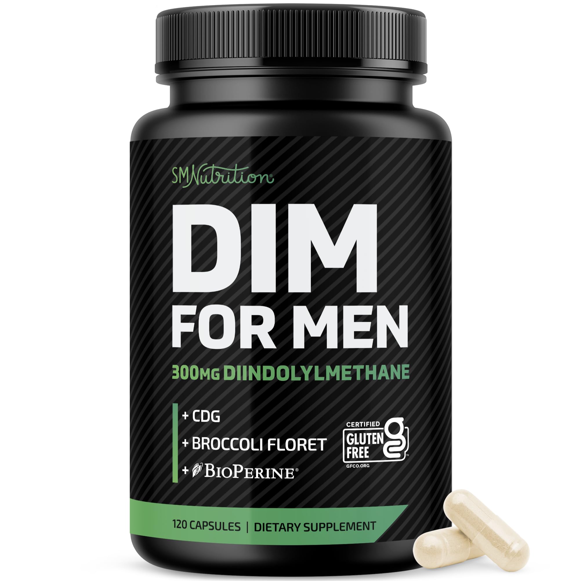 SMNutrition DIM 300 mg bouteille: flacon DIM pour soutien hormonal masculin