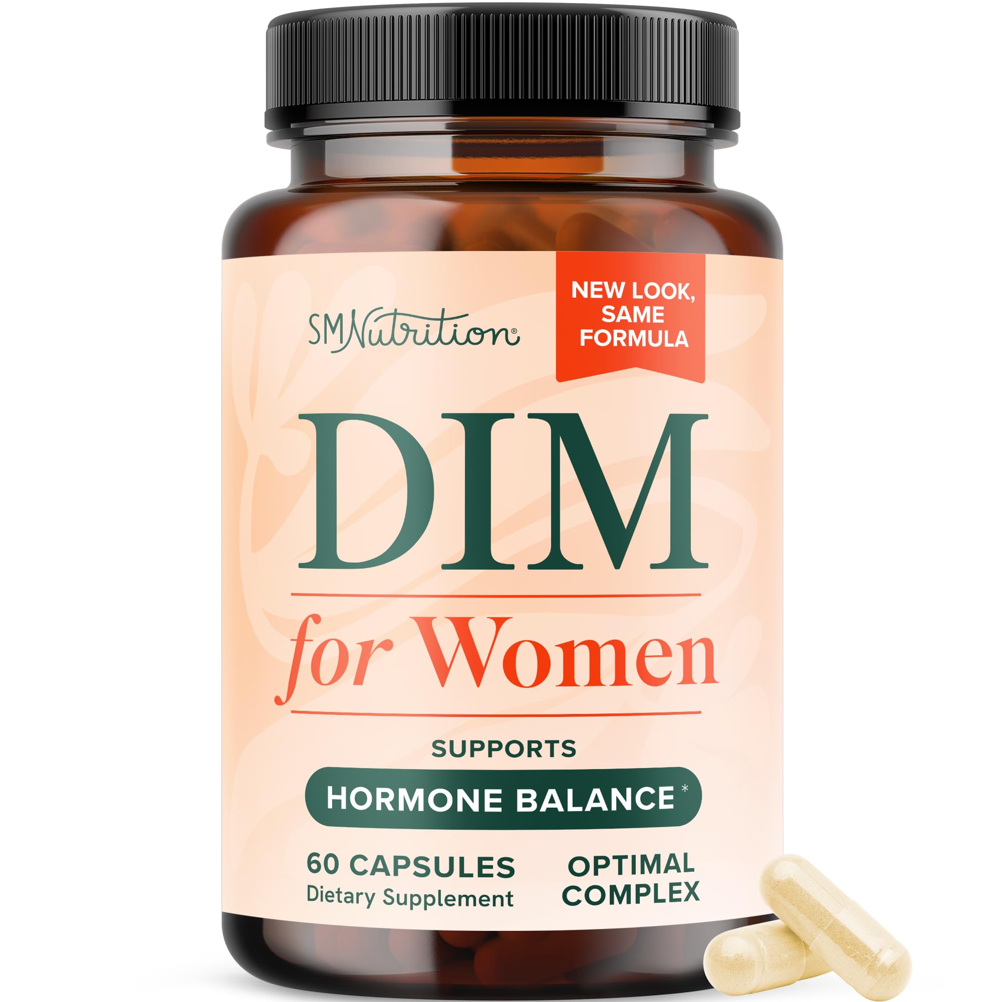 SMNutrition DIM femmes 250 mg – bouteille de gélules, soutien possible à l'équilibre hormonal.
