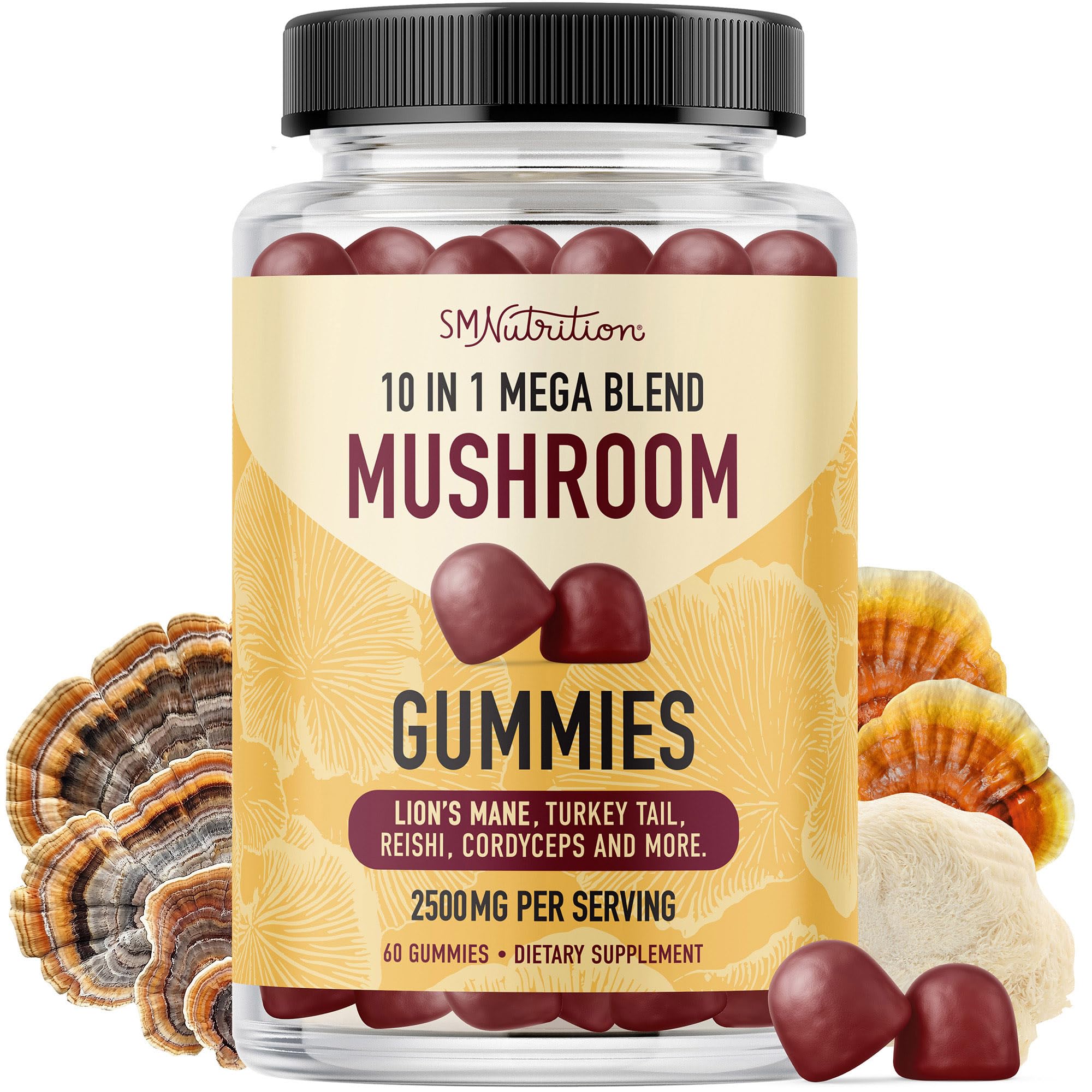 Gomme SMNutrition Lions Mane visuel, texture fruitée et concentration potentielle.