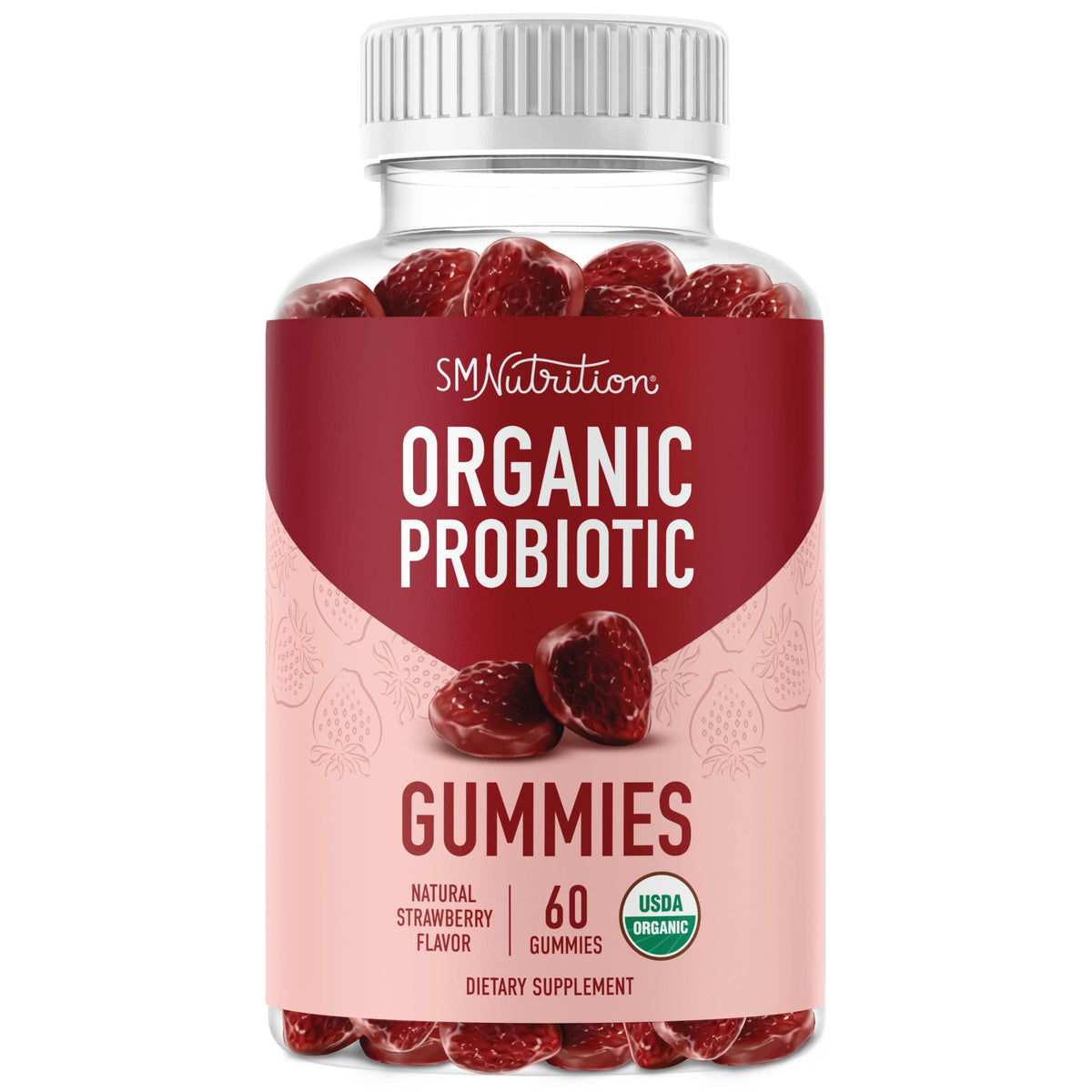 SMNutrition Gommes probiotiques en bouteille, pratiques à emporter au quotidien.