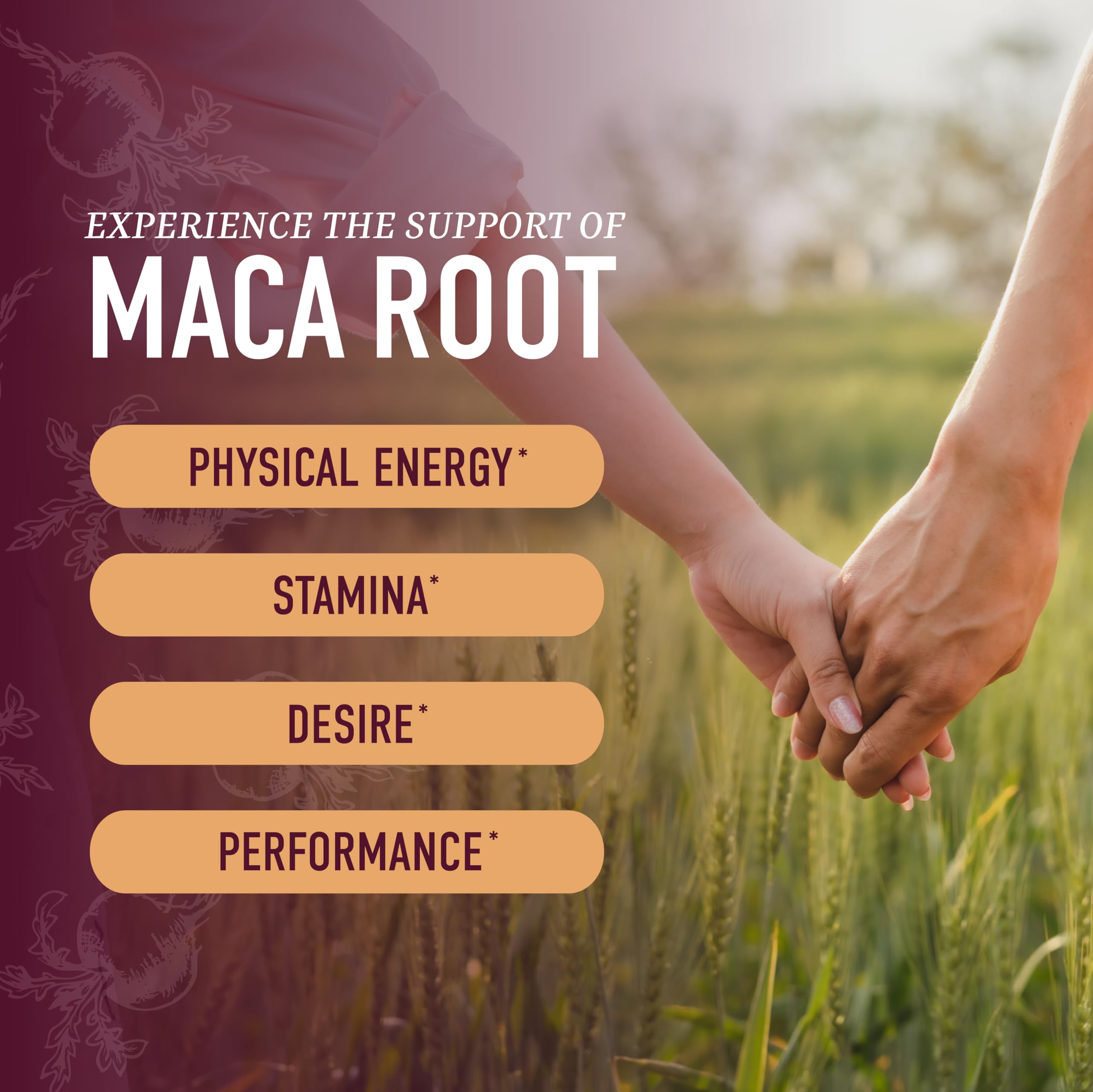 Gommes Maca SMNutrition, énergie et performance, saveur pêche agréable pour deux bouchées par jour.