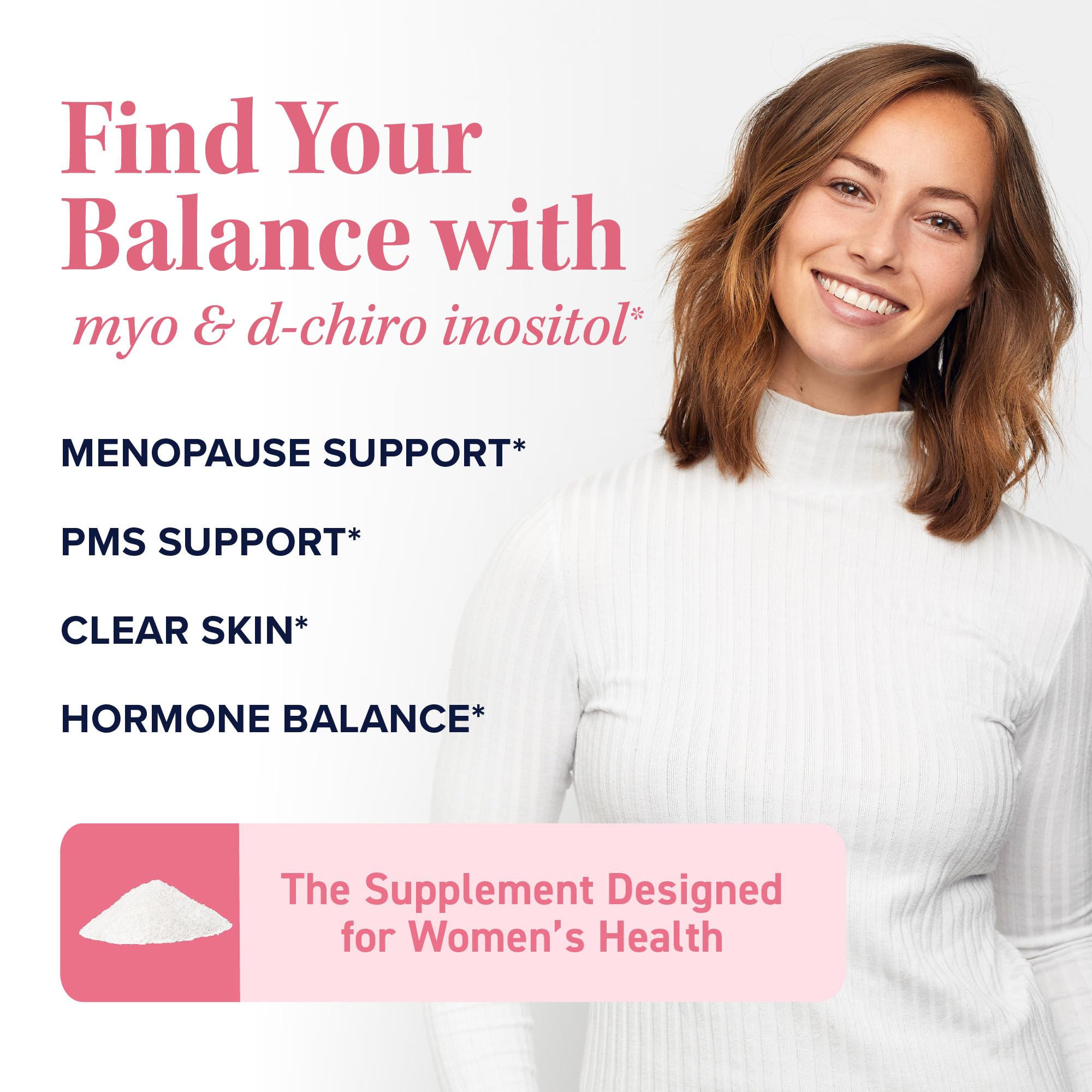 SMNutrition Myo-Inositol et D-Chiro Inositol, cuillère-doseuse pour dosage précis.