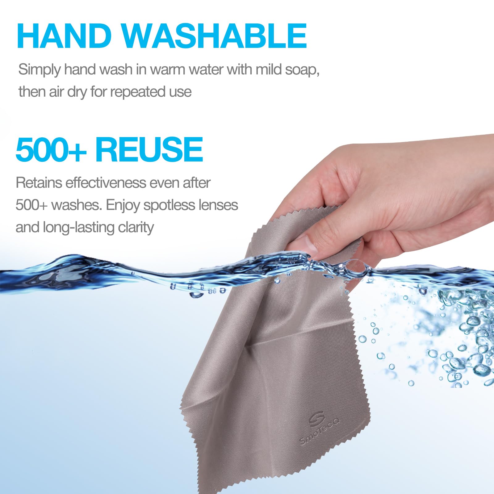 Lingette SmoTecQ microfibre pour appareil photo, clarifie les lentilles.