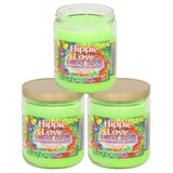 Bougie Smoke Odor Exterminator Hippie Love, trio pour rafraîchir l'ambiance et neutraliser les odeurs.