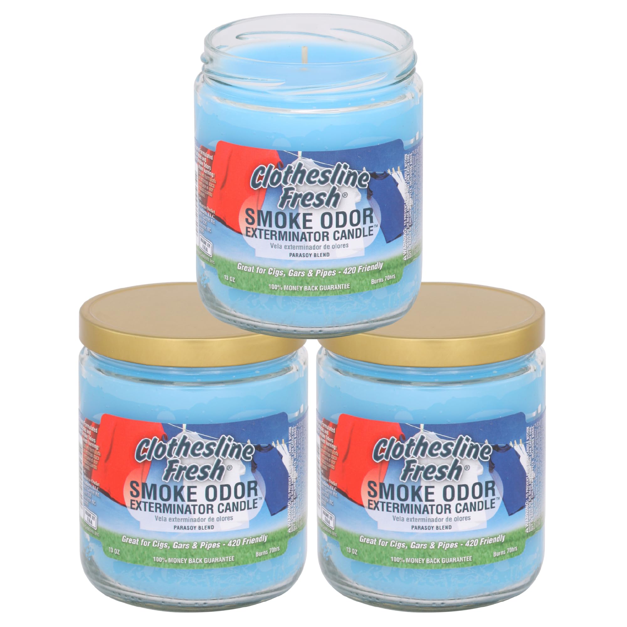 Bougie Smoke Odor Exterminator en pot 13 oz, parfum Fraîcheur corde à linge, pour les odeurs.