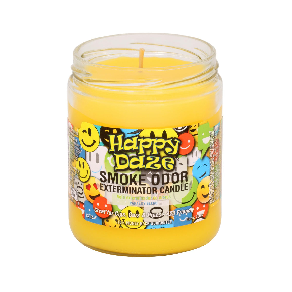 Smoke Odor Exterminator bougie-jarre-13oz-happy-daze: élimine les odeurs de fumée et d'intérieur.