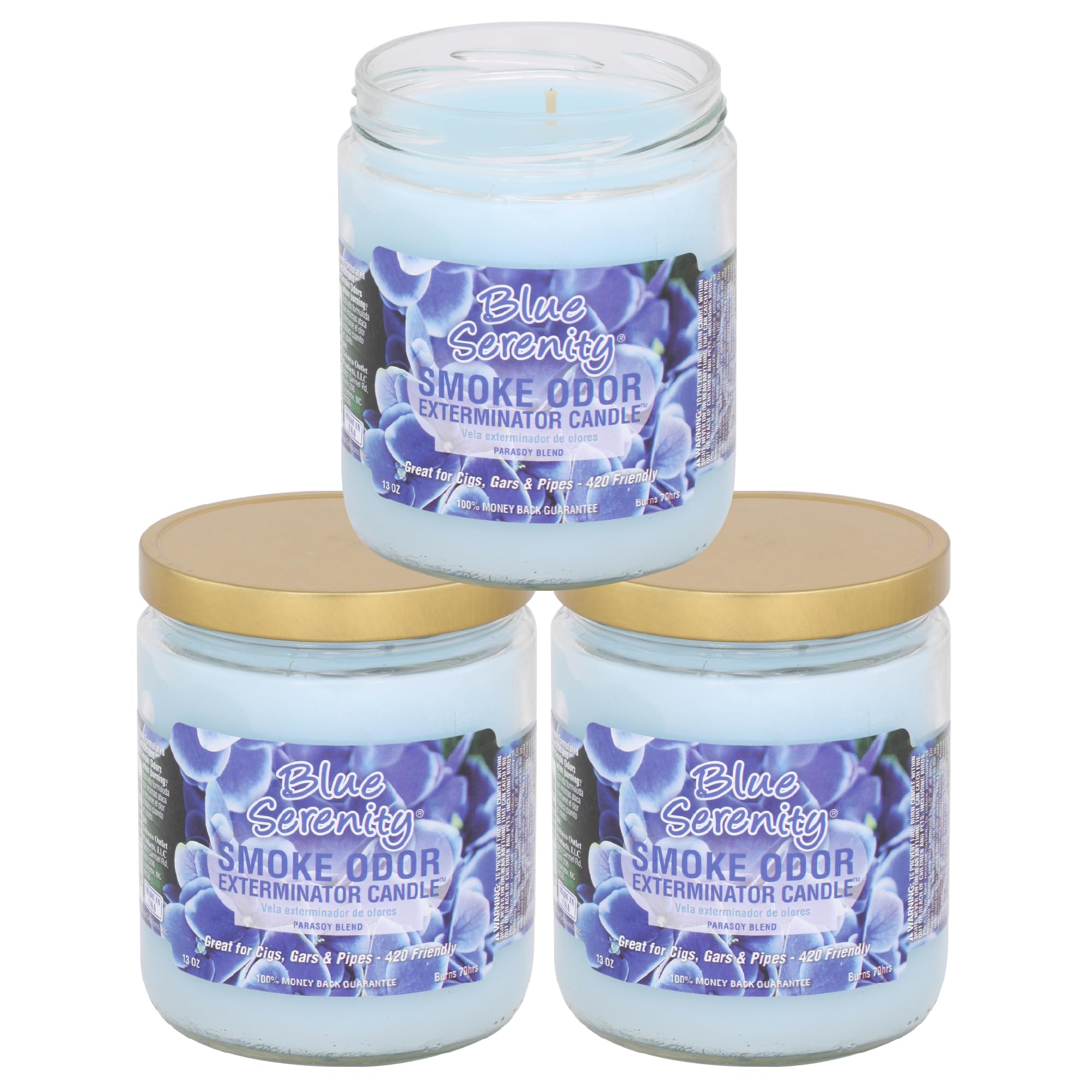 Bougie Smoke Odor Exterminator bleu Sérénité, pot de 13oz, ambiance relaxante et réduction des odeurs