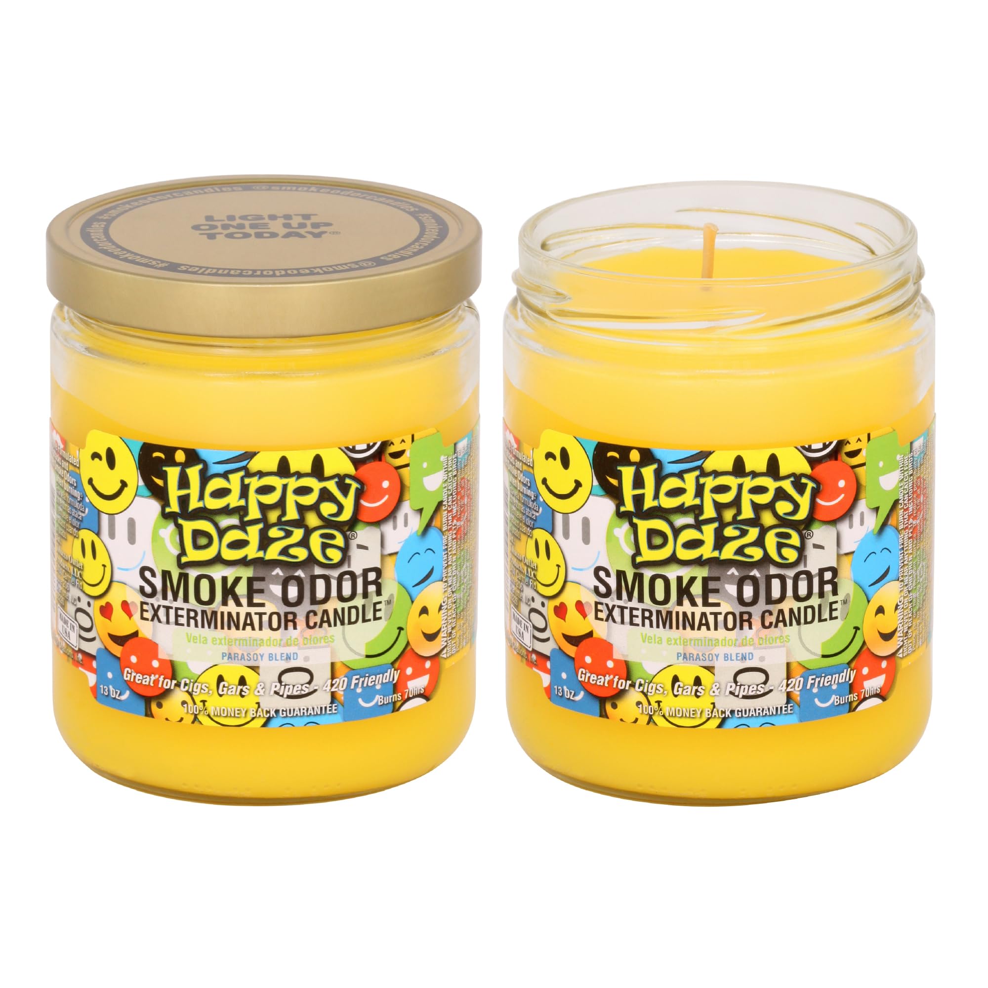 Bougie Smoke Odor Exterminator 13oz en verre, apaise les odeurs ambiantes.