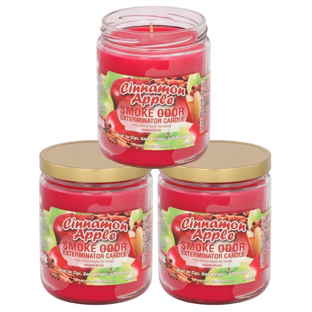 Bougie Cinnamon Apple Smoke Odor Exterminator, parfum durable pour rafraîchir votre salon.
