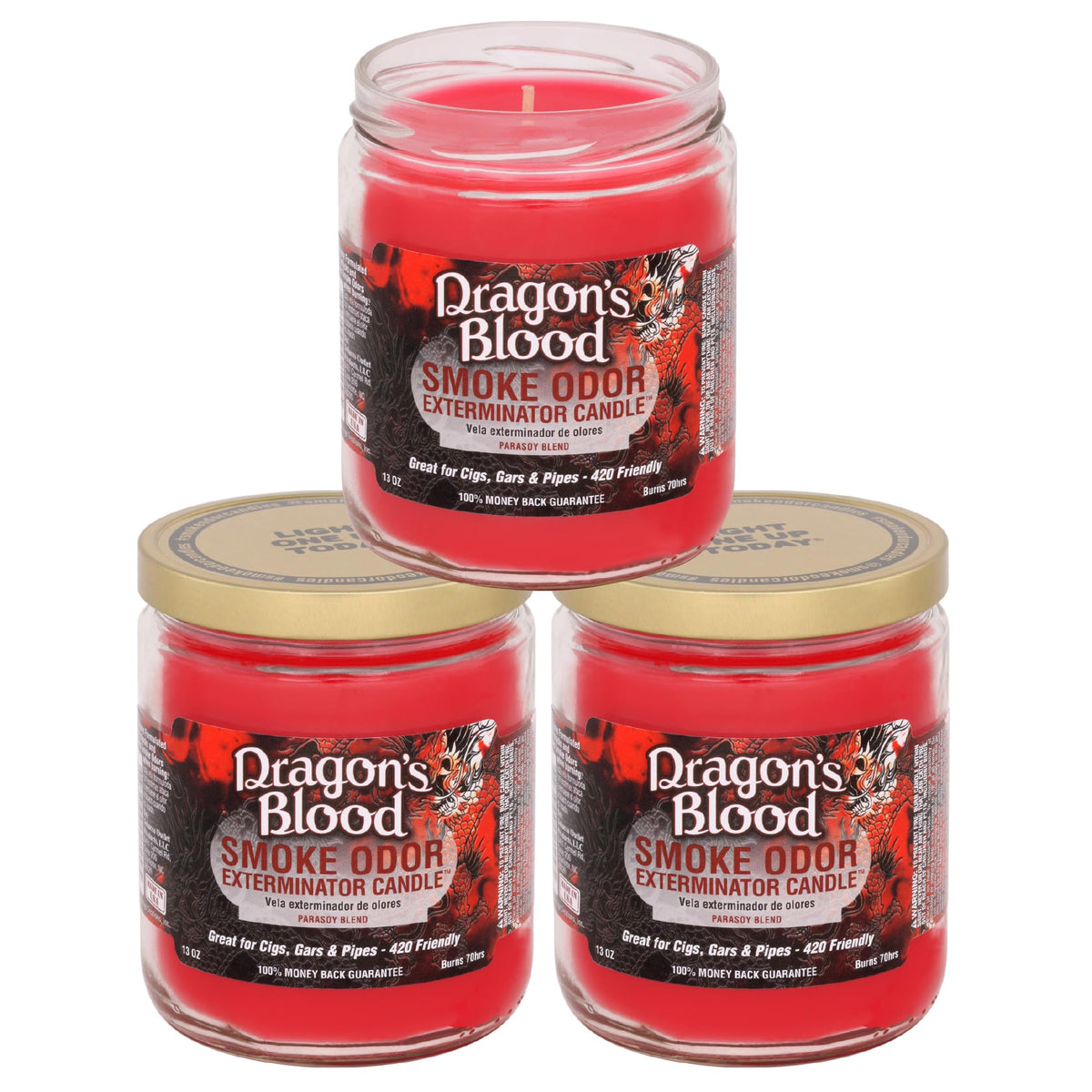 Bougie Dragon's Blood Smoke Odor Exterminator pour neutraliser les odeurs et parfumer la pièce.