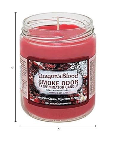 Smoke Odor Exterminator Bougie Dragon's Blood flamme visible – diffusion du parfum et réduction d'odeurs