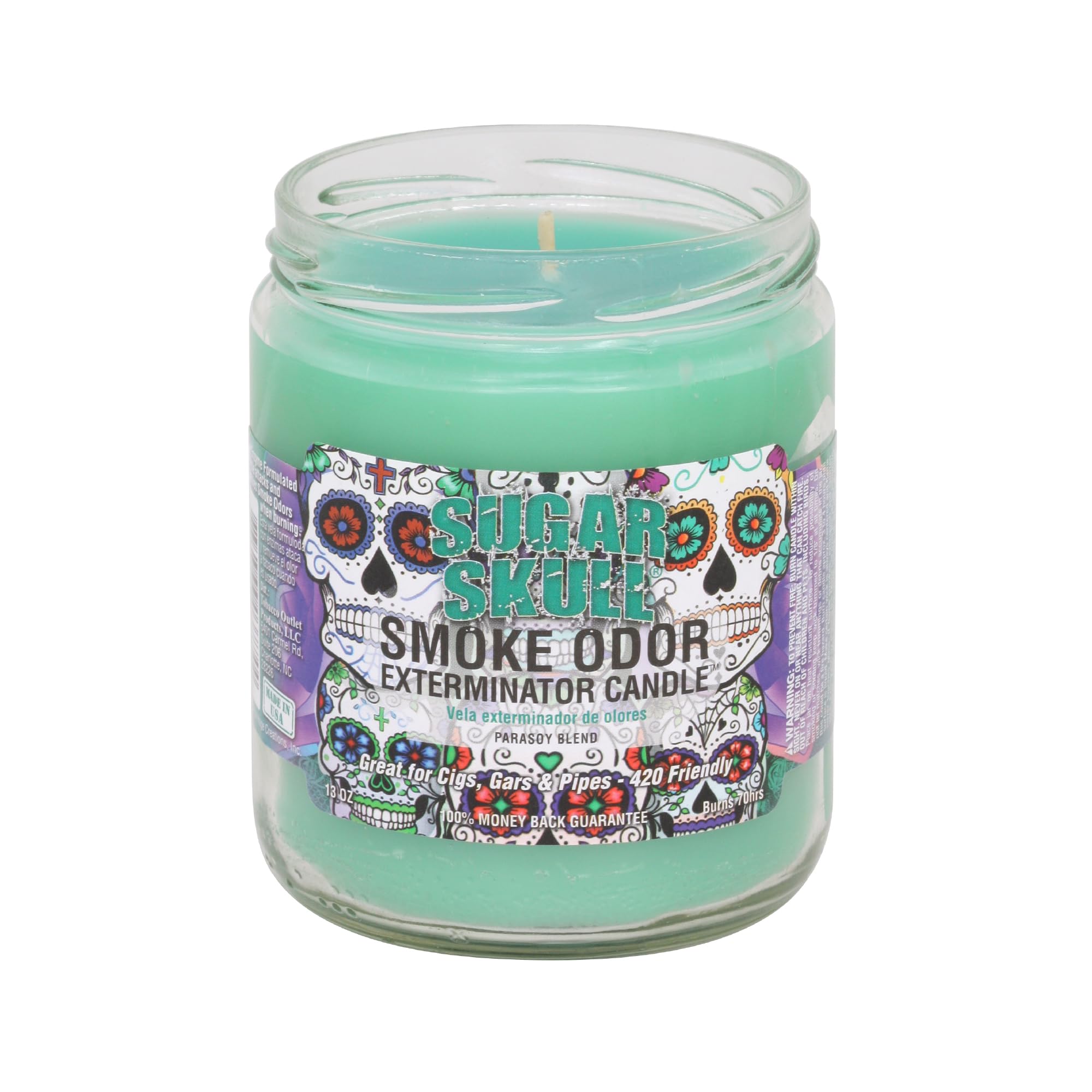 Sugar Skull de Smoke Odor Exterminator, bougie neutralisant les odeurs domestiques.