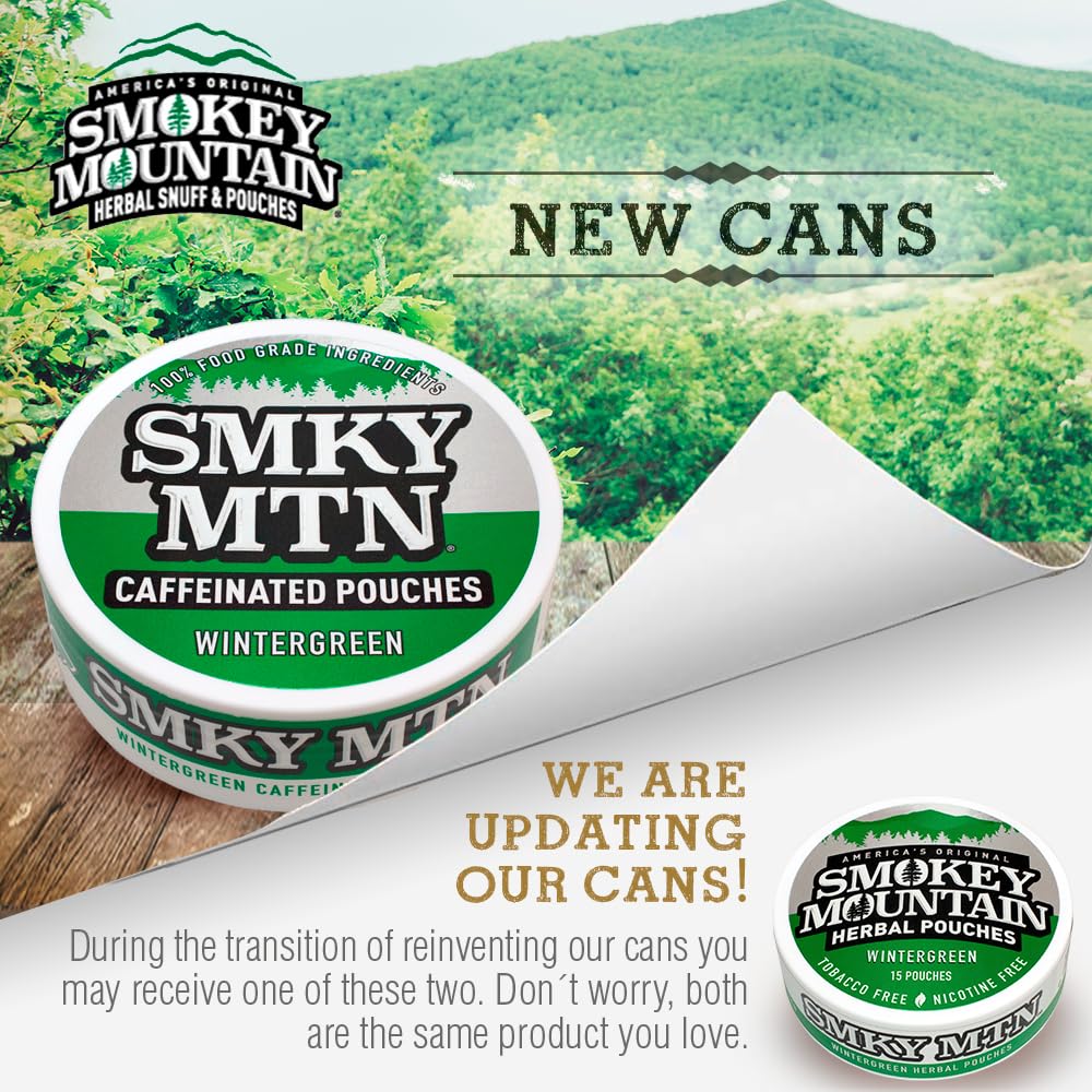 Smokey Mountain Poche Caféinée Wintergreen, saveur précise et maintien sans nicotine.