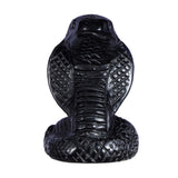 SMQ cobra artisanal cristal obsidienne noire, objet décoratif durable et raffiné.