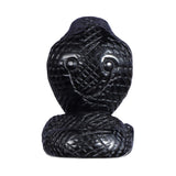 SMQ serpent sculpture cristal obsidienne noire, pièce unique pour étagère et salon.