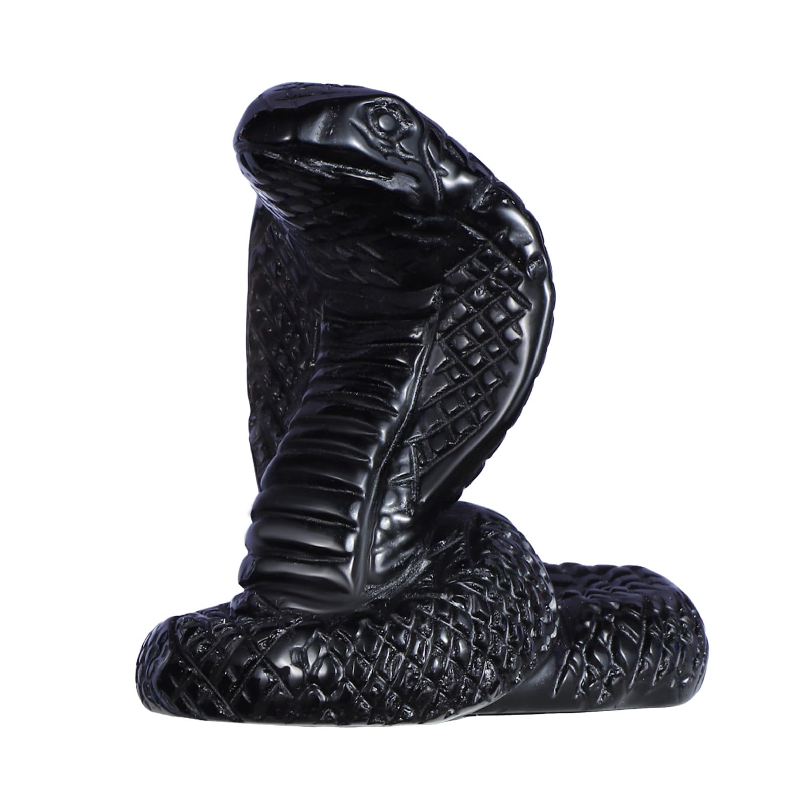 SMQ serpent figurine cristal obsidienne noire, décor élégant et apaisant pour votre bureau.