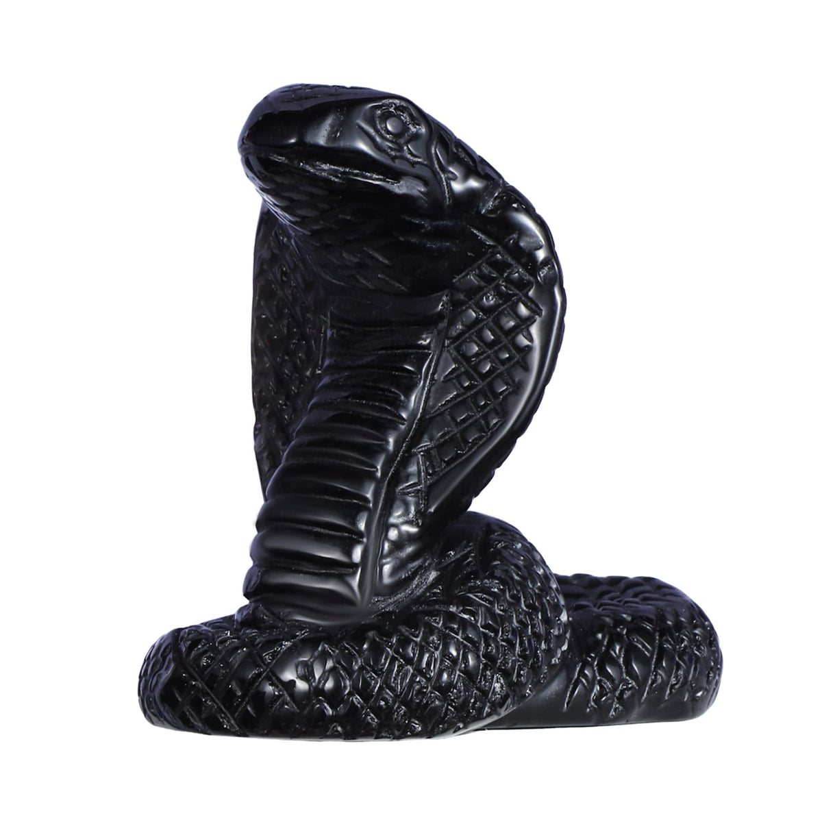 SMQ serpent figurine cristal obsidienne noire, décor élégant et apaisant pour votre bureau.