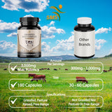 SMSHEALTHPRODUCTS – Planche d'ingrédients, détails des organes inclus et leurs quantités.