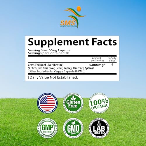 SMSHEALTHPRODUCTS – Tableau nutritionnel sur l'étiquette, détails des ingrédients.