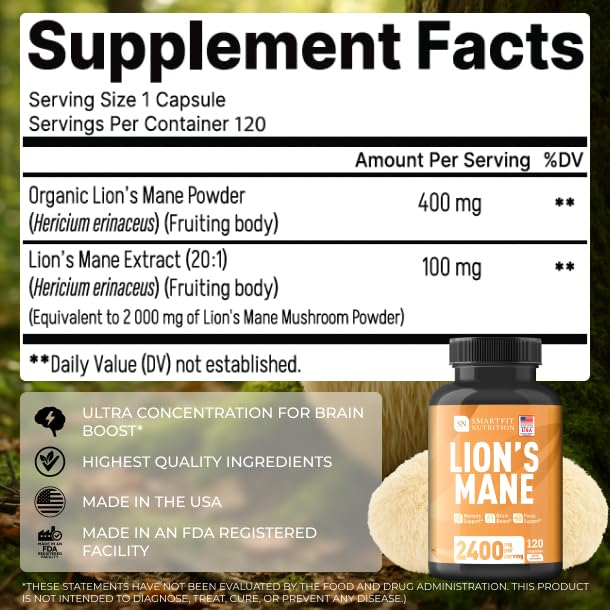 SN SMARTFIT NUTRITION extrait pur du corps fruitant pour performance cognitive.