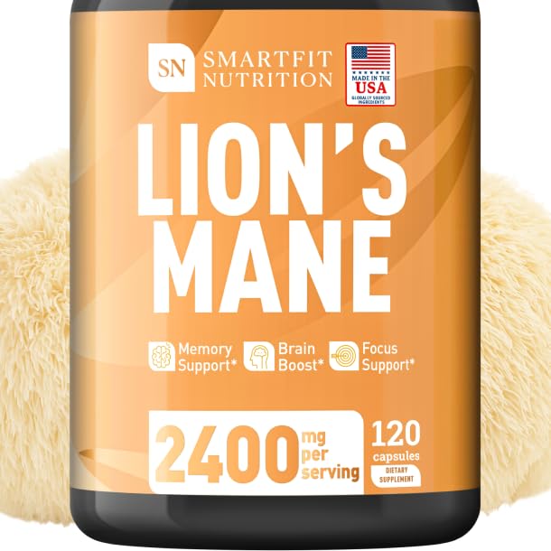 SN SMARTFIT NUTRITION Lions Mane - bouteille de capsules pour concentration durable.