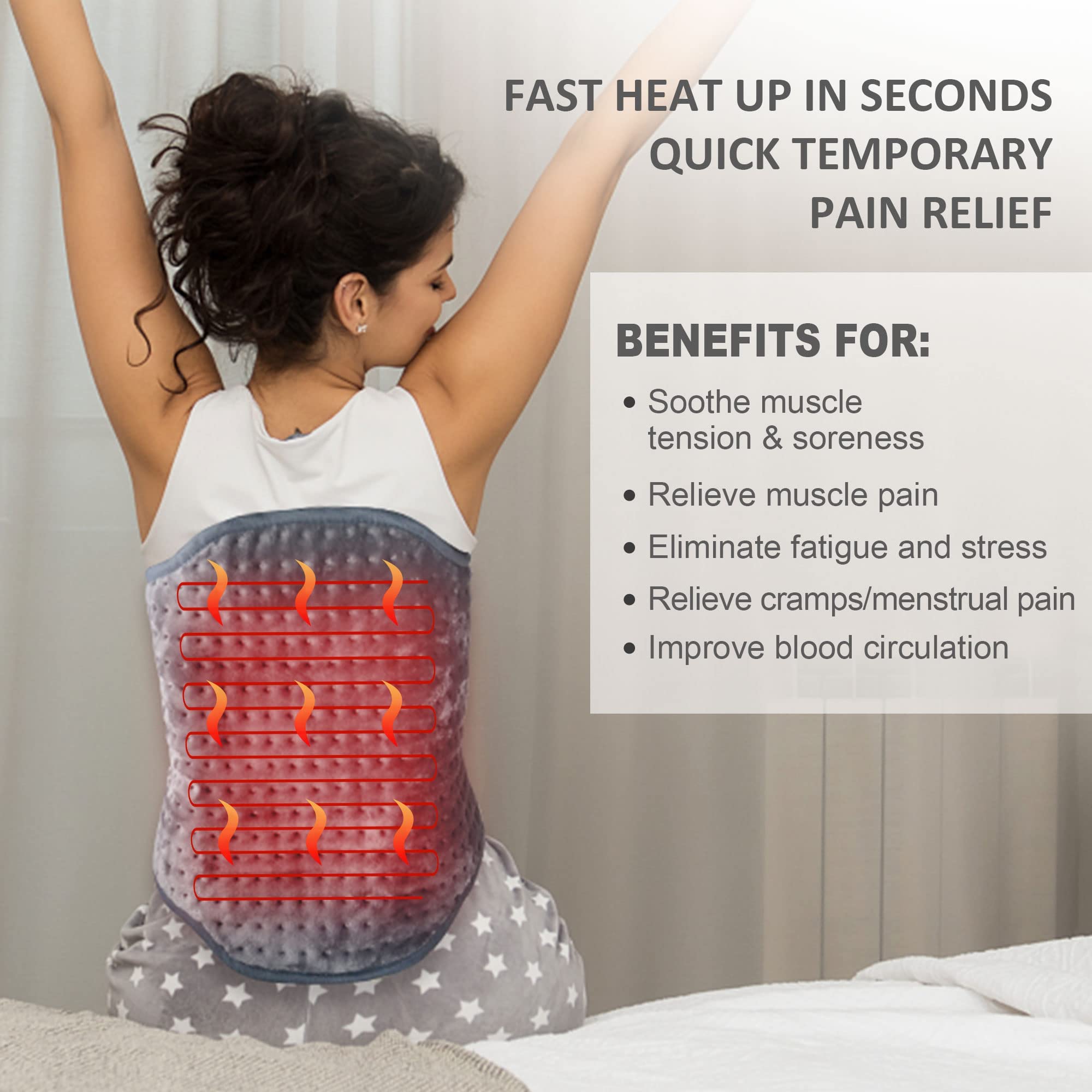 Ceinture chauffante Snailax pour dos, maintien ajusté et chaleur ciblée.