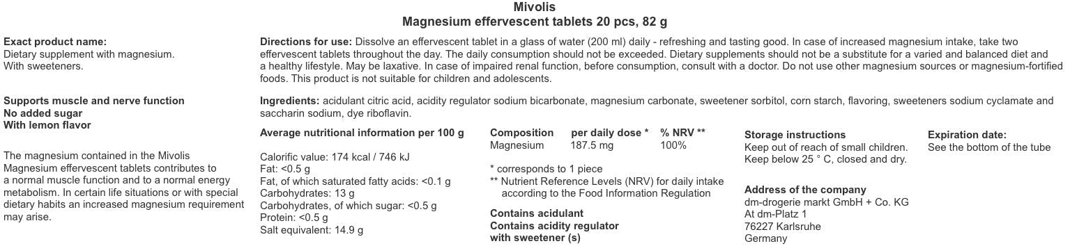 Snana Mivolis Magnesium: dissolution facile dans l'eau pour une consommation pratique.
