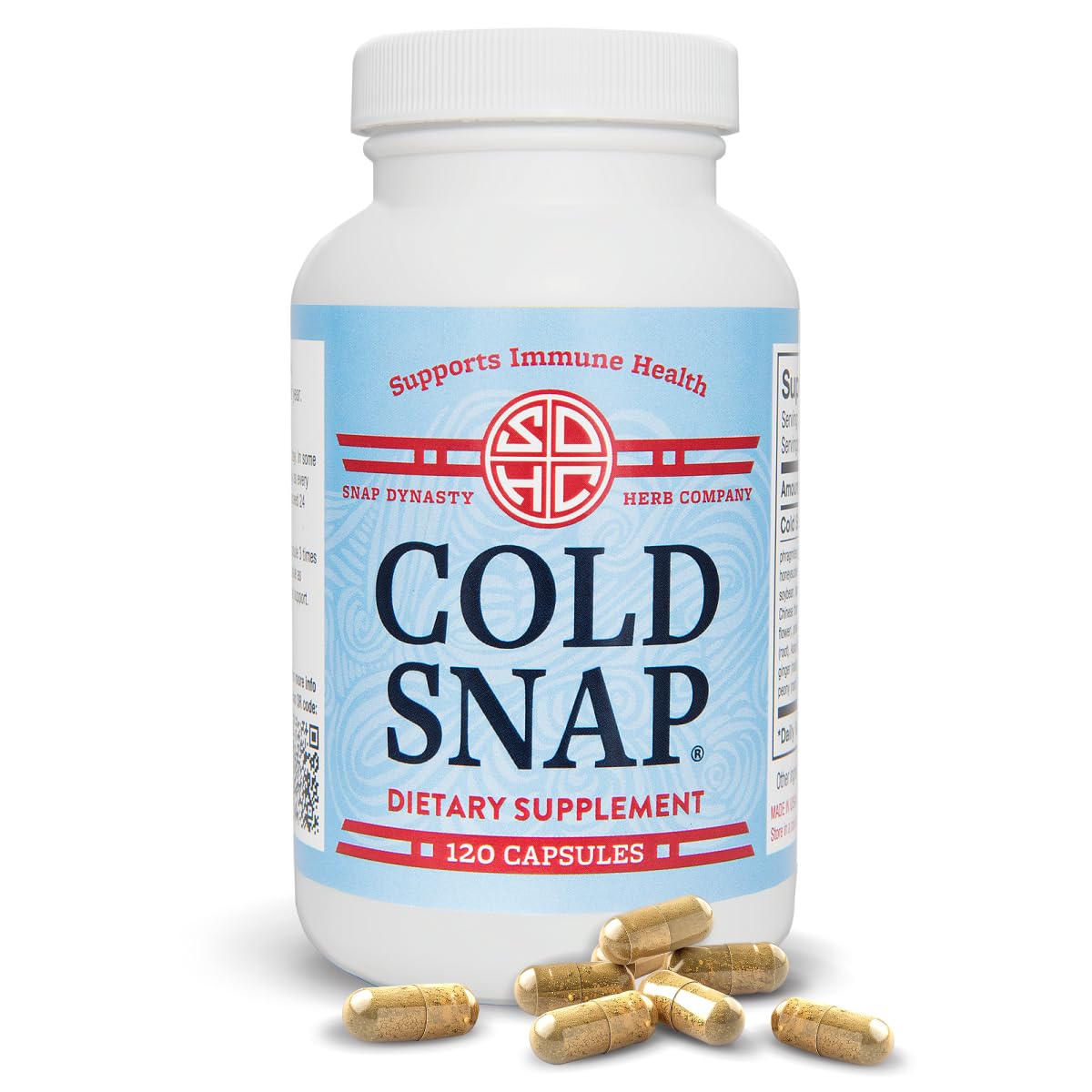 Snap Dynasty Cold Snap : bouteille de capsules pour soutien immunitaire naturel.