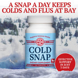 Snap Dynasty Cold Snap étiquette claire indiquant ingrédients à base de plantes.
