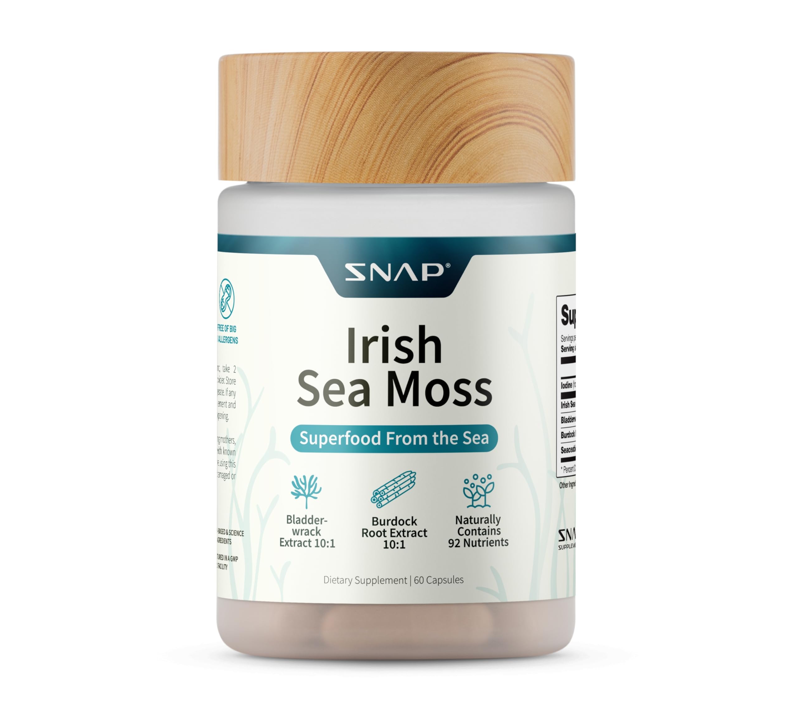 Snap Supplements algue de mer irlandaise poudre pour énergie et vitalité naturelle.