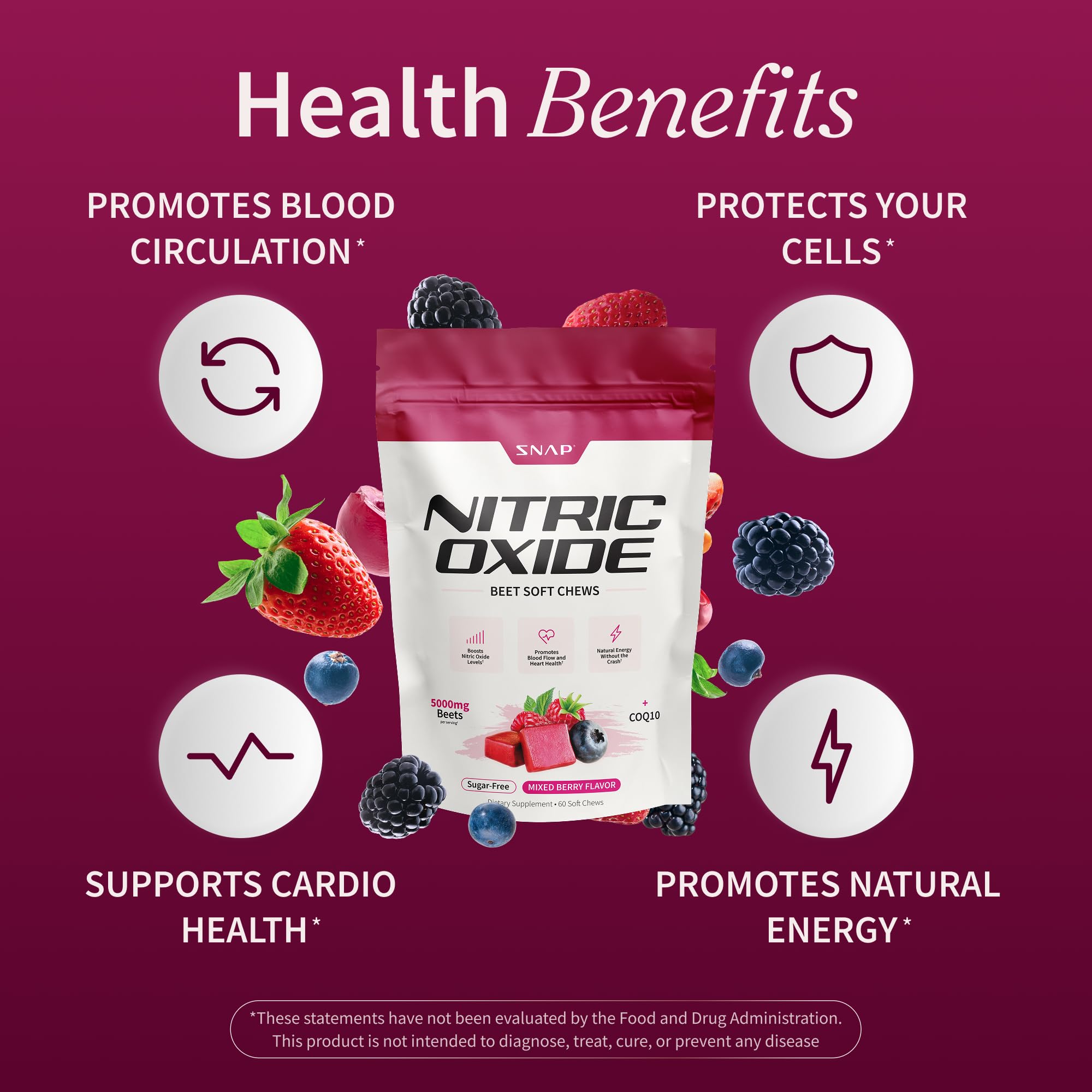 Betteroot antioxydants CoQ10 et acai pour le bien-être cellulaire.