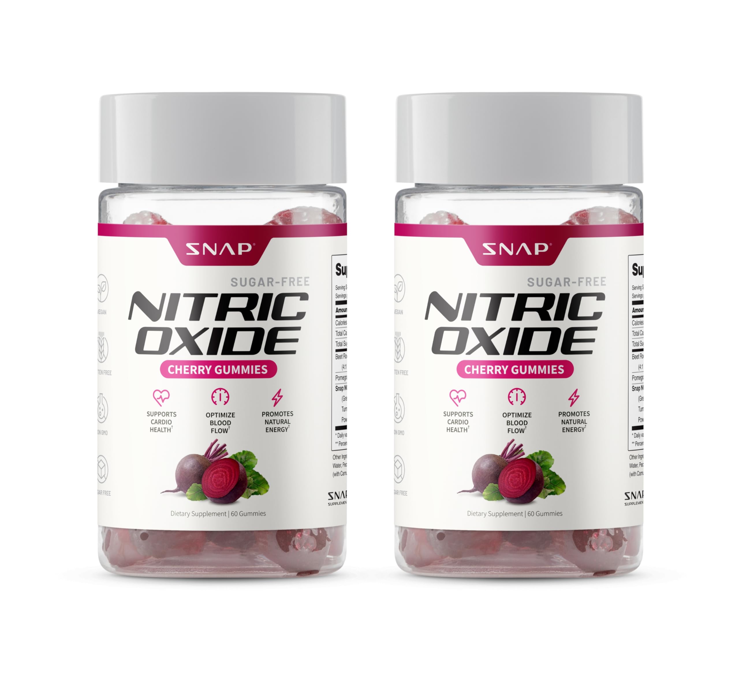 Snap Supplements gommes cerise: bouteille prête à une collation énergisante sans sucre.