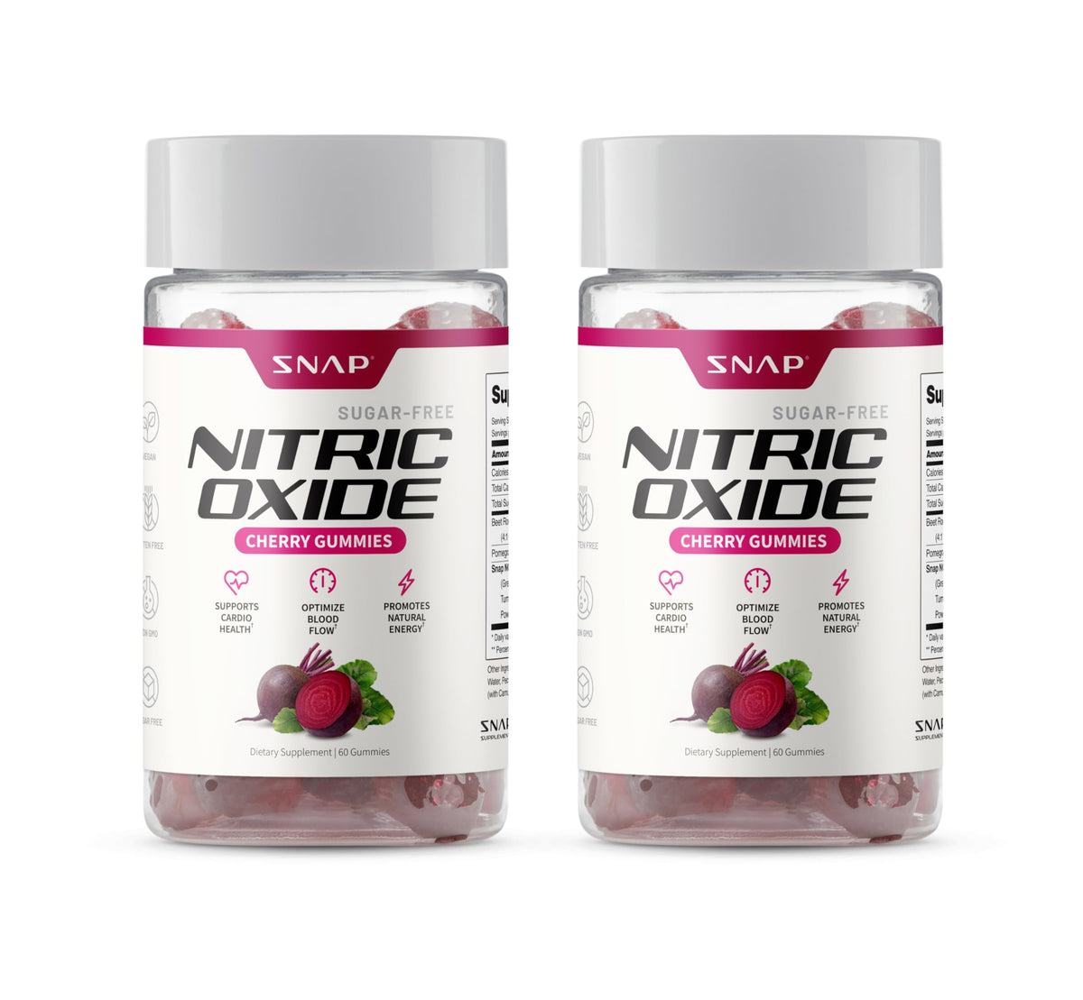 Snap Supplements gommes cerise: bouteille prête à une collation énergisante sans sucre.