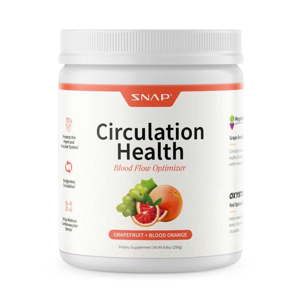 Snap Supplements Circulation – bouteille et étiquette, prêt pour votre routine circulatoire.