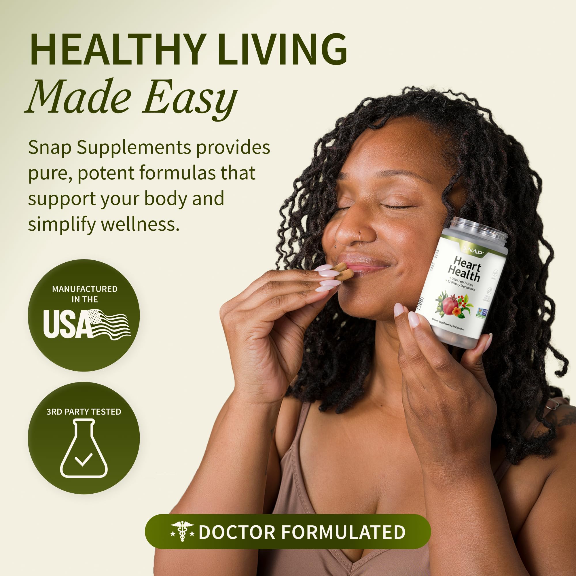 Snap Supplements – capsule COQ10 symbole d’énergie cellulaire potentielle.